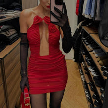 Load image into Gallery viewer, aikergoodEmily in Paris Appliqu¨¦ Ruched Mini Dress
