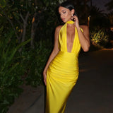 aikergood Tous Les Yeux Sont Sur Moi Backless Halter Maxi Dress