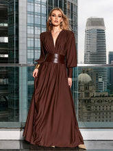 Load image into Gallery viewer, aikergood Sophie V Neck Belted Maxi Dress