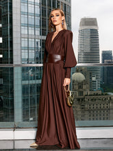 Load image into Gallery viewer, aikergood Sophie V Neck Belted Maxi Dress