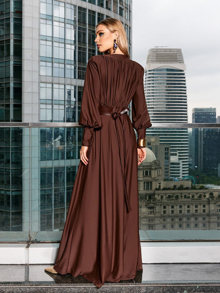 aikergood Sophie V Neck Belted Maxi Dress