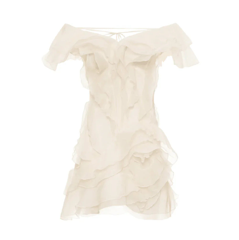 aikergood Tu Es Ravissante Ruffle Layered Backless Mini Dress