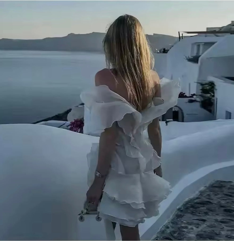 aikergood Tu Es Ravissante Ruffle Layered Backless Mini Dress