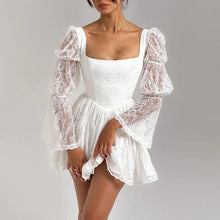 Load image into Gallery viewer, aikergoodCezanne White Lace Puff Sleeve Mini Dress