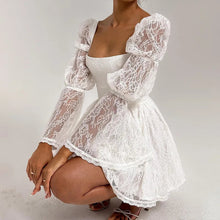 Load image into Gallery viewer, aikergoodCezanne White Lace Puff Sleeve Mini Dress