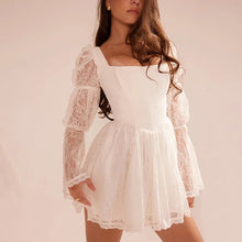 Load image into Gallery viewer, aikergoodCezanne White Lace Puff Sleeve Mini Dress