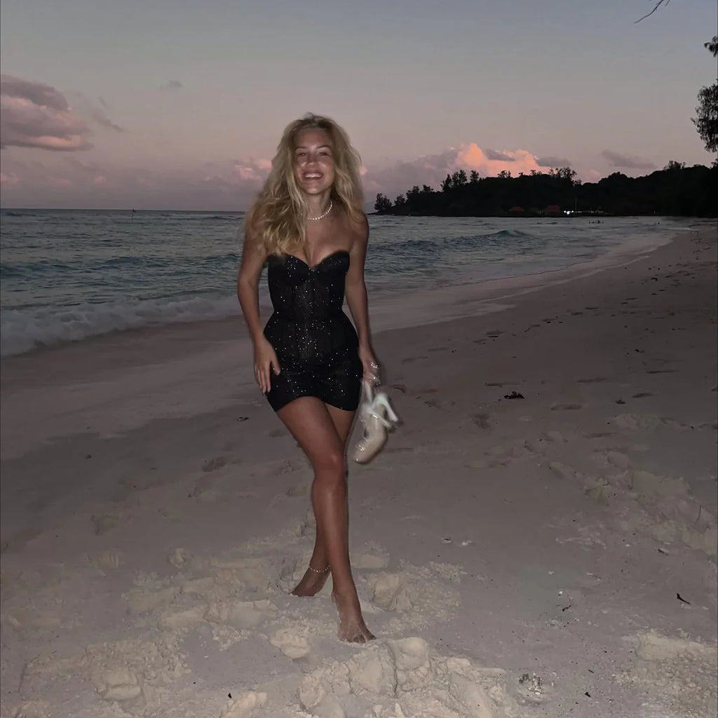 aikergood Flamme D'amore Slimming Glitter corset Mini Dress