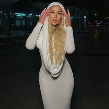 Carica l&#39;immagine nel visualizzatore di Gallery, aikergood Femme Pure Long sleeve Hooded Maxi Dress