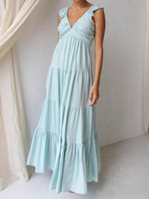 Carica l&#39;immagine nel visualizzatore di Gallery, Ruffled Flying Sleeves Smocked Back Tiered Vacation Maxi Dress