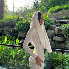 Carica l&#39;immagine nel visualizzatore di Gallery, aikergood Femme Pure Long sleeve Hooded Maxi Dress