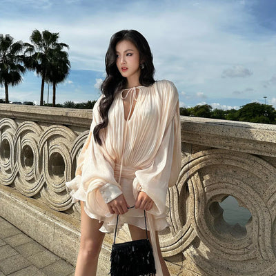 aikergood Valentina Pleated Ruffled Mini Dress