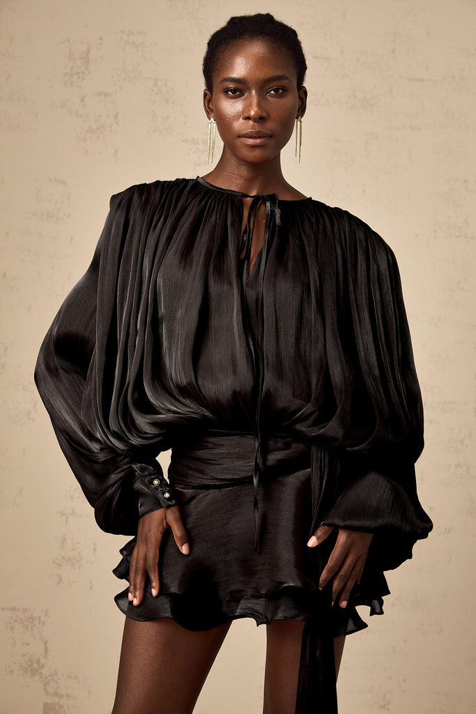 aikergood Valentina Pleated Ruffled Mini Dress