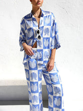 Load image into Gallery viewer, Special Satin Shell Print Wide Leg Pants-Set