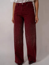 Load image into Gallery viewer, Burgundy Shine Denim Jeans