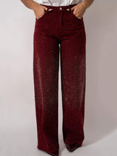 Load image into Gallery viewer, Burgundy Shine Denim Jeans