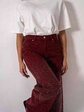 Load image into Gallery viewer, Burgundy Shine Denim Jeans