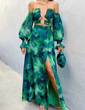 Load image into Gallery viewer, Calista Green Bloom Cut Outs Maxi Dress