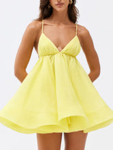 Load image into Gallery viewer, Suspender Backless Dress Puffy Mini Dress