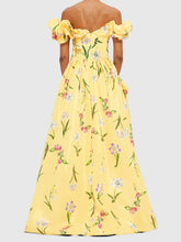 Carica l&#39;immagine nel visualizzatore di Gallery, Off-the-shoulder Printed Hem Slit Party Maxi Dress