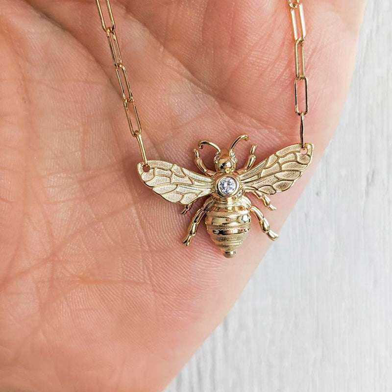 Bee Zircon Pendant Necklace