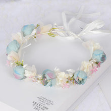 Load image into Gallery viewer, Blue Fairy Pearl Flower Crown