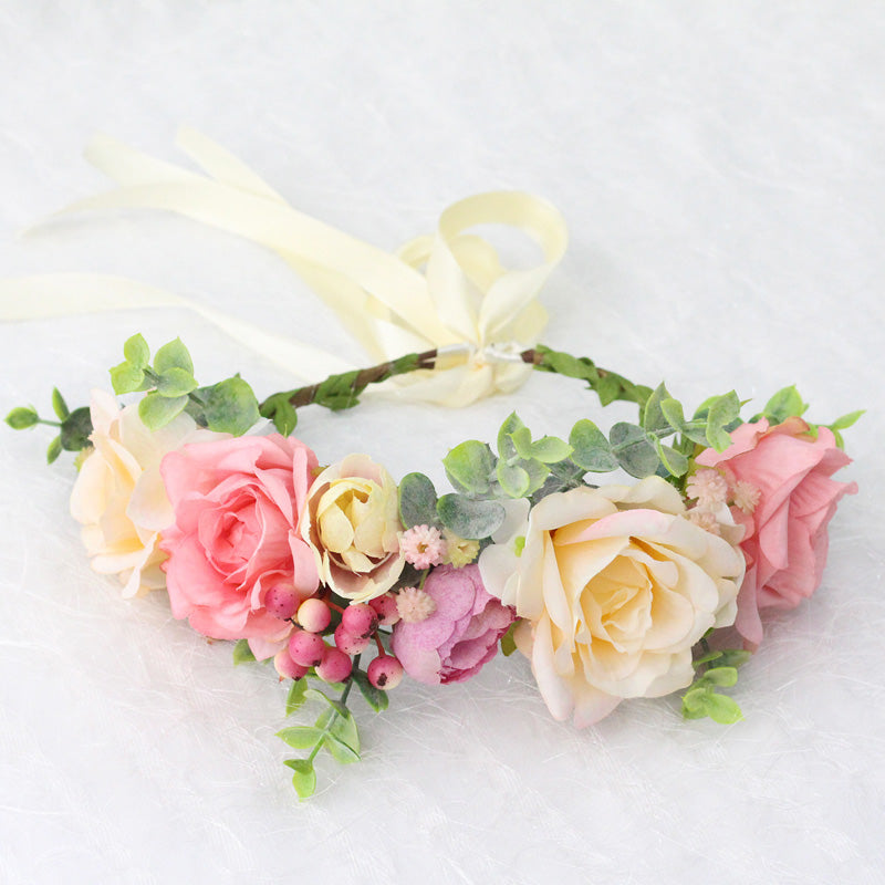 Couronne de fleurs de roses roses Diana