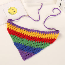 Load image into Gallery viewer, Hand Crochet Rainbow Bandana