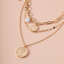 Load image into Gallery viewer, Multilayer Coin Pendant Pearl Necklace