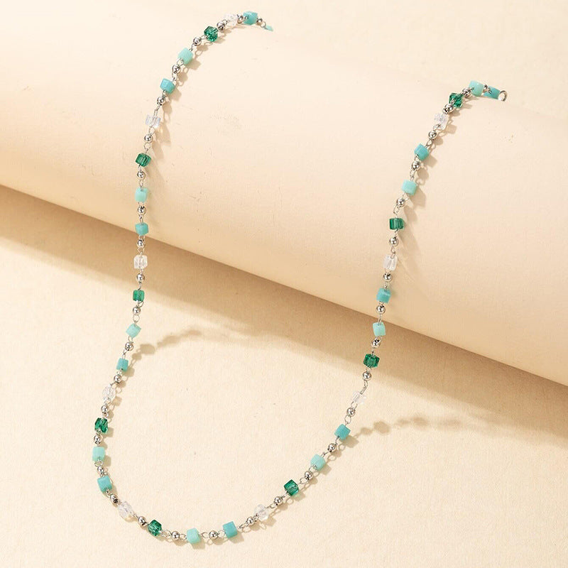 Collier chaîne en perles turquoise