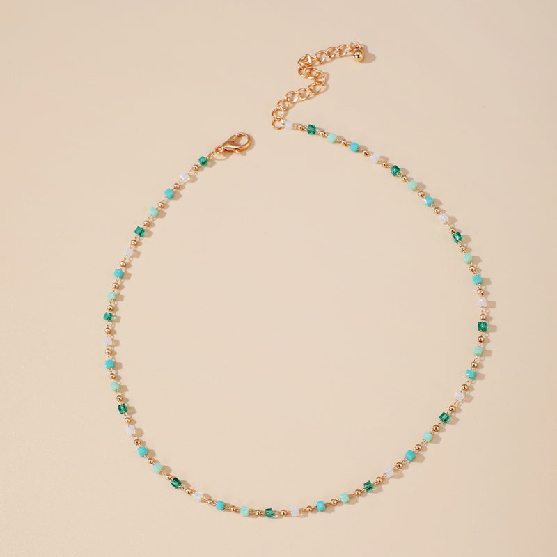 Collier chaîne en perles turquoise