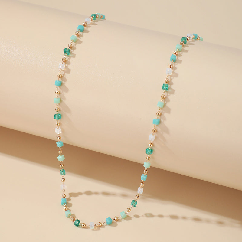 Collier chaîne en perles turquoise