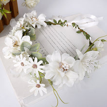 Load image into Gallery viewer, White Pearl Rhinestone Flower Crown