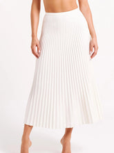 Load image into Gallery viewer, Crepe Knit Cravat Top &amp; Pleated Suiting Maxi Skirt