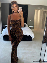 Load image into Gallery viewer, Melany Leopard Print Spaghetti Maxi Dress