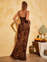 Load image into Gallery viewer, Melany Leopard Print Spaghetti Maxi Dress