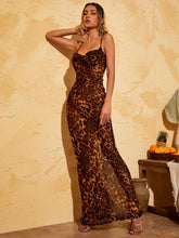 Load image into Gallery viewer, Melany Leopard Print Spaghetti Maxi Dress