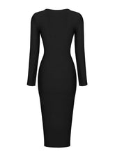 Load image into Gallery viewer, Nina Plunge Reversible Bandage Midi Dress In Black