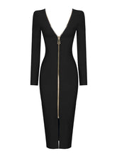 Load image into Gallery viewer, Nina Plunge Reversible Bandage Midi Dress In Black