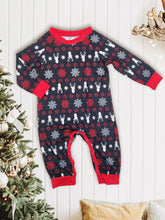 Load image into Gallery viewer, Red Christmas Snow Deer Fmalily Matching Pajamas Sets (with Pet&#39;s dog clothes)