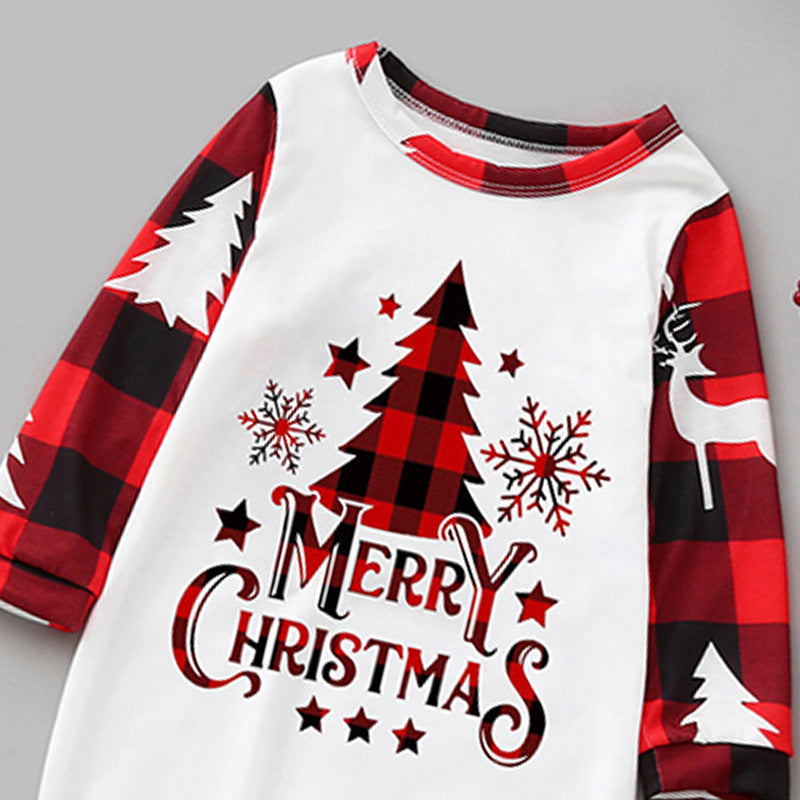 Red Plaid Christmas Tree Pattern Family Matching Pajamas Sets