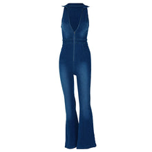 Load image into Gallery viewer, Denim Lapels Jumpsuit