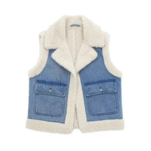 Load image into Gallery viewer, Denim Imitation Wool Waistcoat