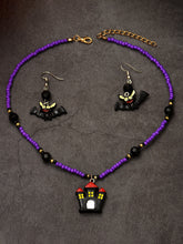 Load image into Gallery viewer, Halloween Fun Bat Earrings and Necklace Set