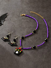 Load image into Gallery viewer, Halloween Fun Bat Earrings and Necklace Set