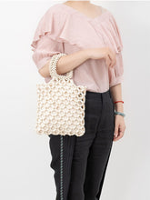 Load image into Gallery viewer, Block Wooden Bead Woven Tote Bag