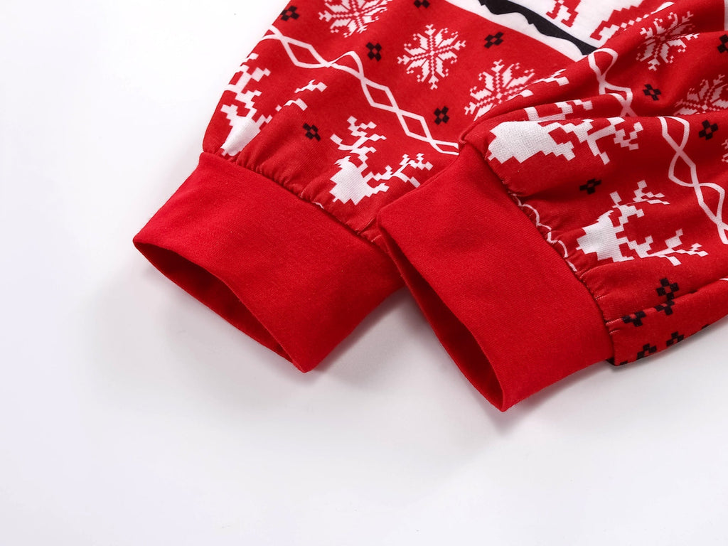 Pyjama assorti Fmalily à imprimé élan de Noël rouge 