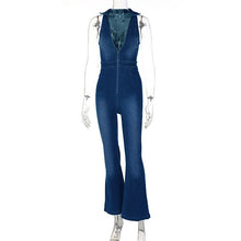 Load image into Gallery viewer, Denim Lapels Jumpsuit