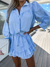 Load image into Gallery viewer, Casual Fashionable Striped Shirt Dress Shorts Two-Piece Set