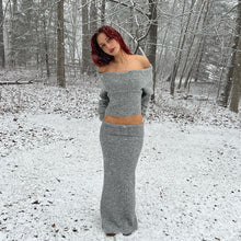 Load image into Gallery viewer, Stretch Off-Shoulder Sweater And Long Skirt Set