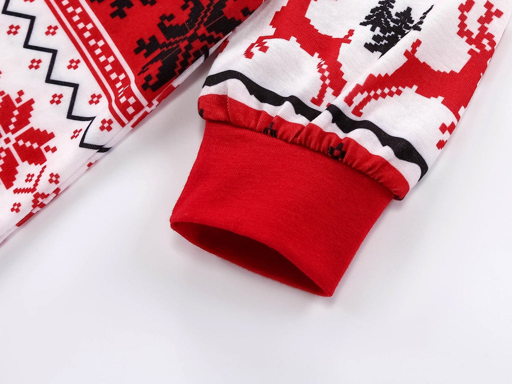 Pyjama assorti Fmalily à imprimé élan de Noël rouge 